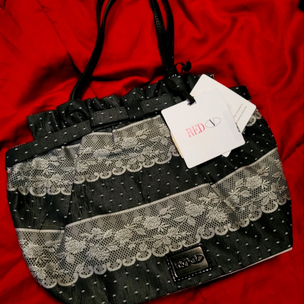 RED Valentino Black/Grey/White Floral Purse With Tags.